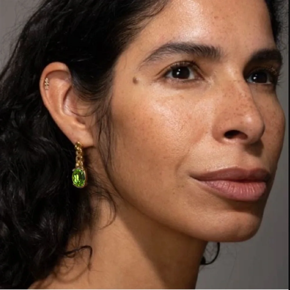 ALEXIS BITTAR • Bonbon Clear Chartreuse Crystal Small Drop Post Earrings in Gold